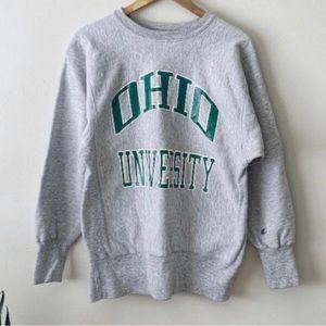 Vintage 1990’s Champion Reverse Weave Ohio University Big Logo Grey Size Large